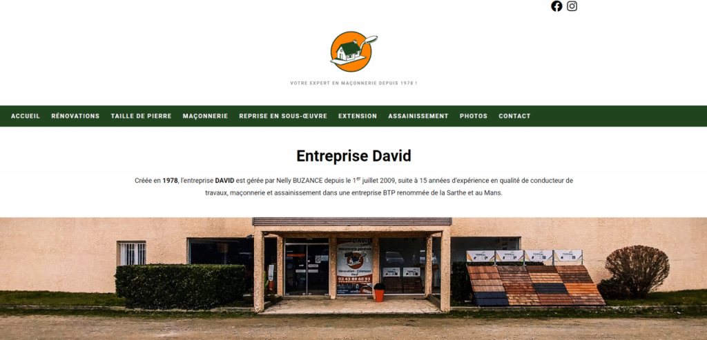 site web Entreprise David par Aniwebat